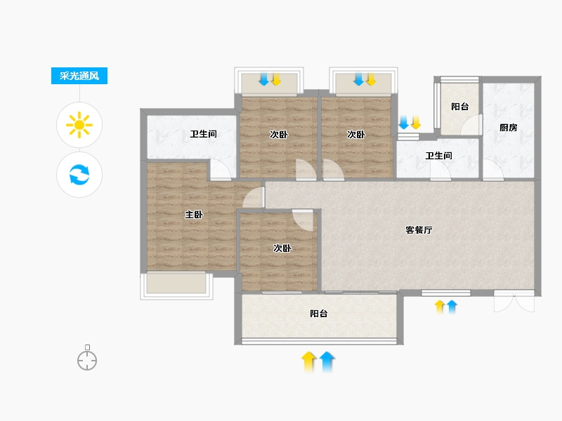 四川省-成都市-凯德世纪名邸127m²-103.74-户型库-采光通风