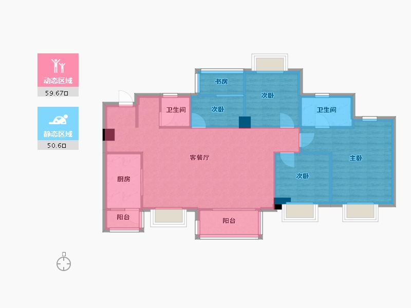 四川省-成都市-仁美熙和府128m²-99.77-户型库-动静分区