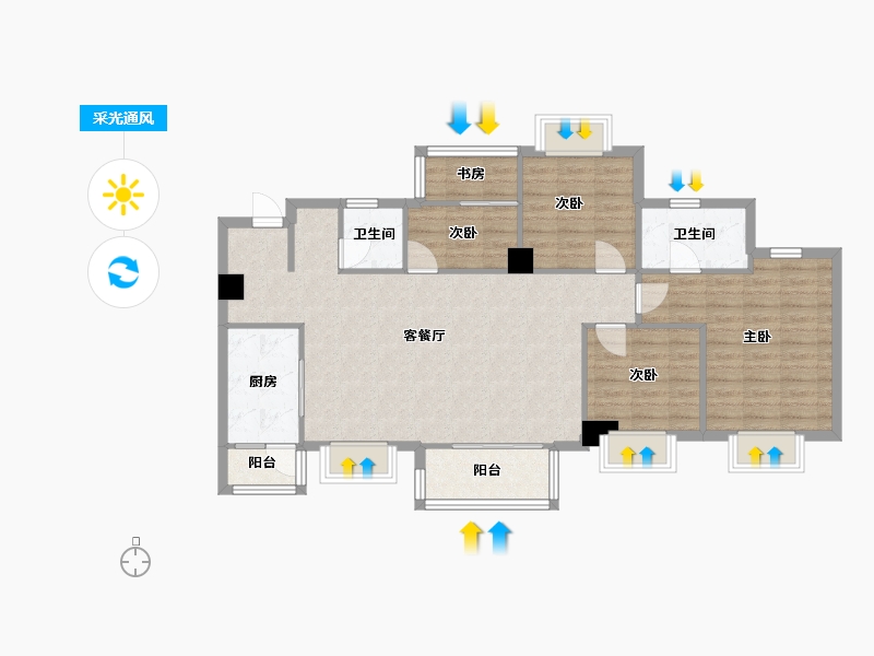 四川省-成都市-仁美熙和府128m²-99.77-户型库-采光通风