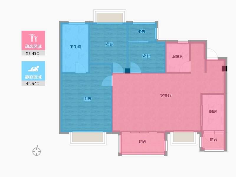 四川省-成都市-仁美熙和府107m²-89.63-户型库-动静分区