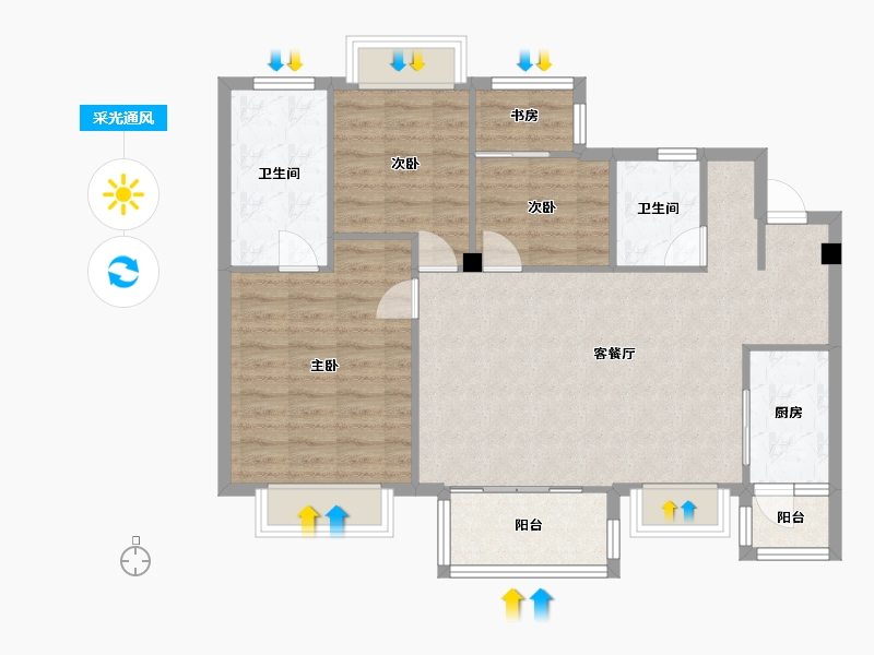 四川省-成都市-仁美熙和府107m²-89.63-户型库-采光通风