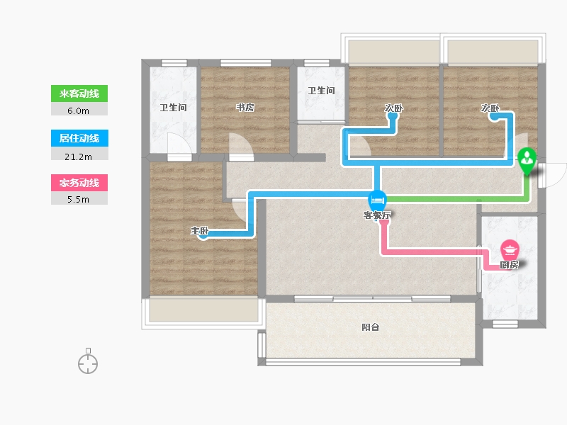 四川省-成都市-碧桂园锦樾府1号楼,2号楼129m²-99.76-户型库-动静线