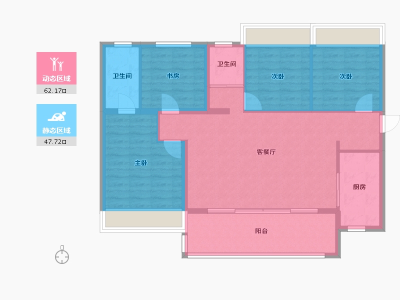 四川省-成都市-碧桂园锦樾府1号楼,2号楼129m²-99.76-户型库-动静分区