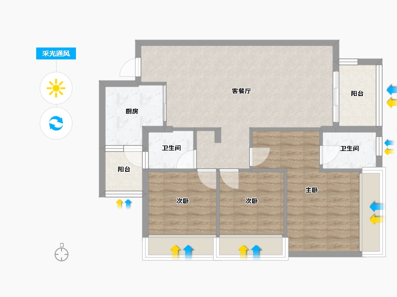 四川省-成都市-碧桂园锦樾府1号楼,2号楼103m²-77.40-户型库-采光通风