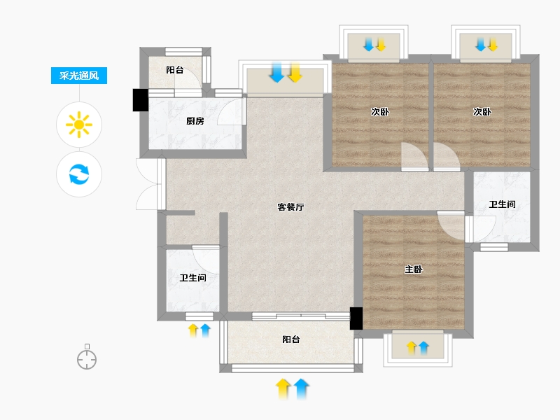 四川省-成都市-城投置地梧桐栖102m²-72.88-户型库-采光通风