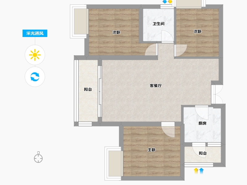 四川省-成都市-城投置地梧桐栖92m²-65.34-户型库-采光通风