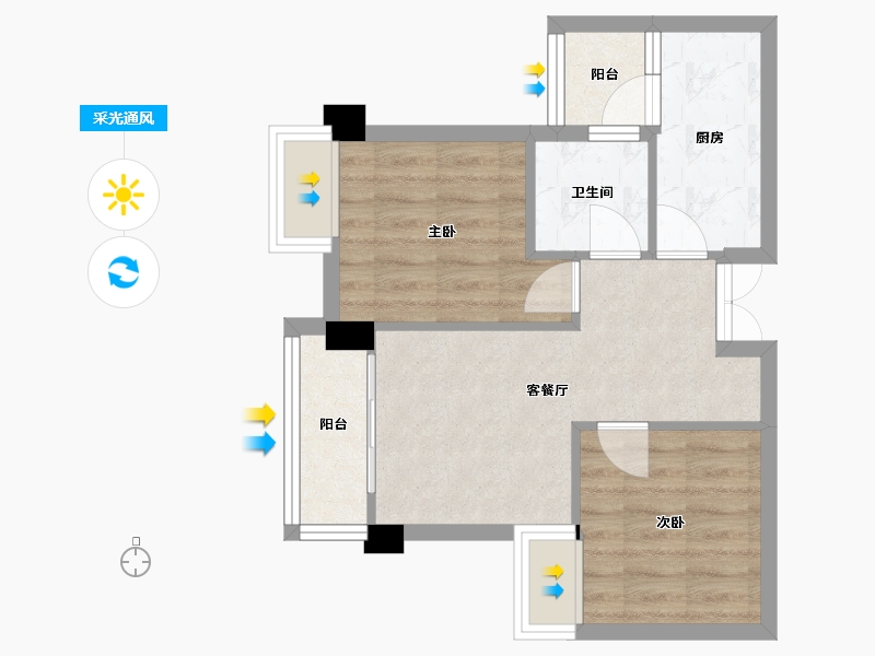 四川省-成都市-城投置地梧桐栖65m²-47.21-户型库-采光通风