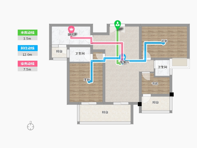 四川省-成都市-大陆潮里1号楼114m²-87.82-户型库-动静线