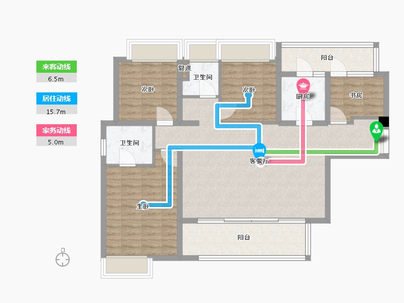 四川省-成都市-大陆潮里1号楼136m²-101.32-户型库-动静线