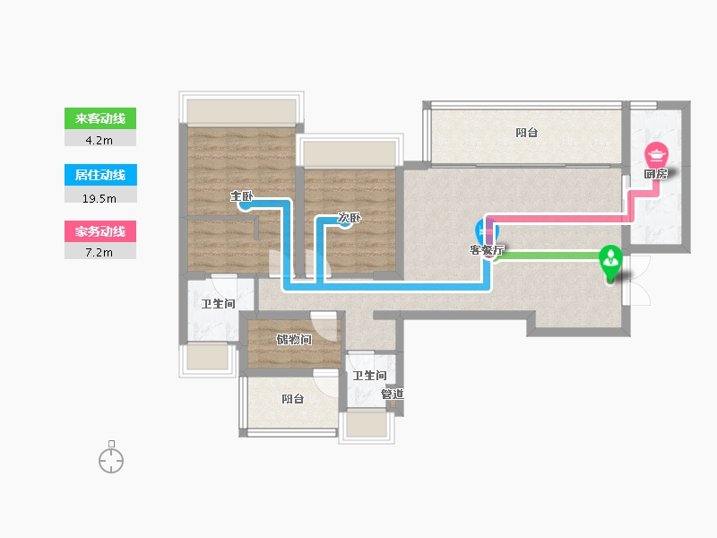 四川省-成都市-大陆潮里2号楼118m²-90.00-户型库-动静线