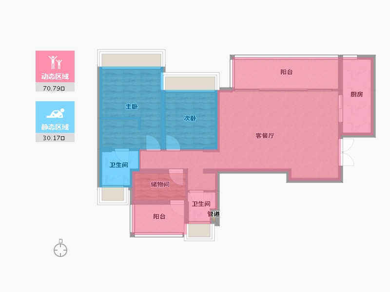 四川省-成都市-大陆潮里2号楼118m²-90.00-户型库-动静分区