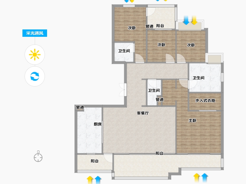 四川省-成都市-万科公园5号215m²-172.00-户型库-采光通风