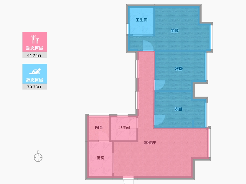 四川省-成都市-香月湖1号楼87m²-73.68-户型库-动静分区