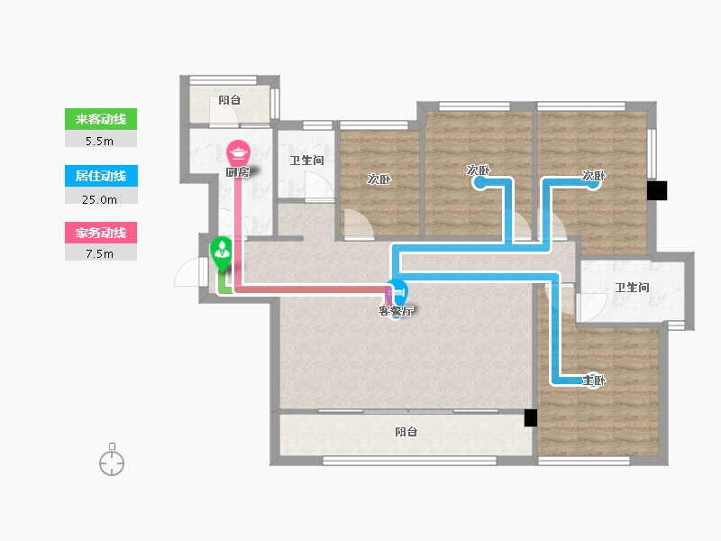 四川省-成都市-新景璟誉府新景璟歆府1号楼125m²-97.43-户型库-动静线