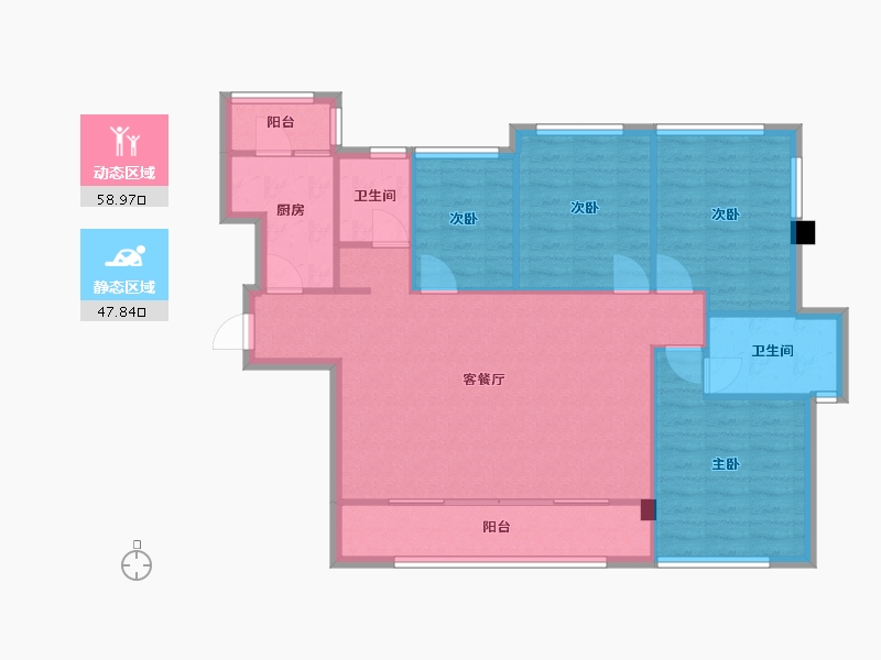 四川省-成都市-新景璟誉府新景璟歆府1号楼125m²-97.43-户型库-动静分区