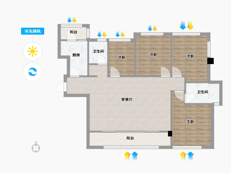 四川省-成都市-新景璟誉府新景璟歆府1号楼125m²-97.43-户型库-采光通风