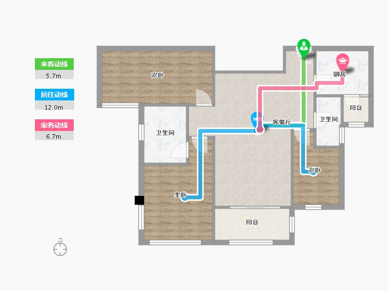 四川省-成都市-新景璟誉府新景璟歆府1号楼109m²-86.55-户型库-动静线