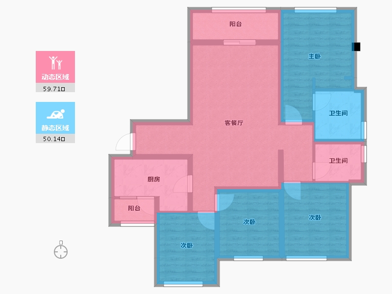 四川省-成都市-新景璟誉府新景璟歆府5号楼125m²-96.86-户型库-动静分区