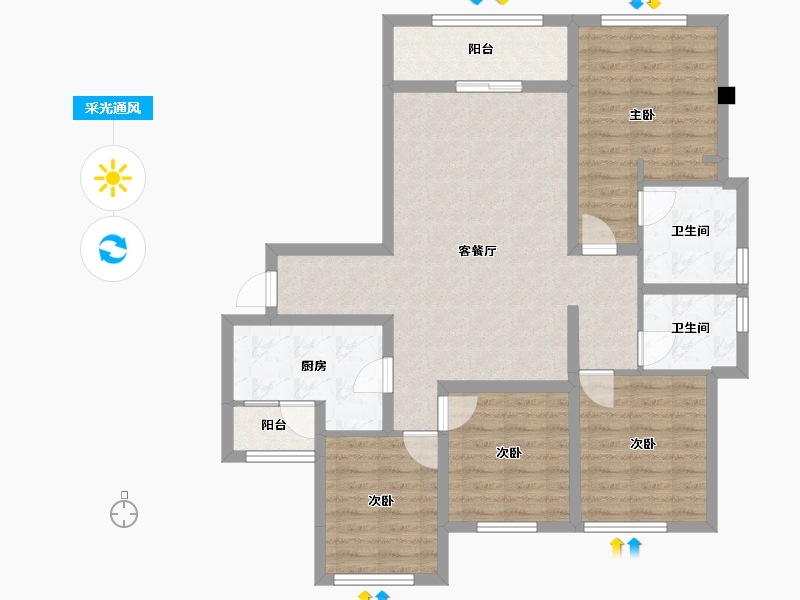 四川省-成都市-新景璟誉府新景璟歆府5号楼125m²-96.86-户型库-采光通风