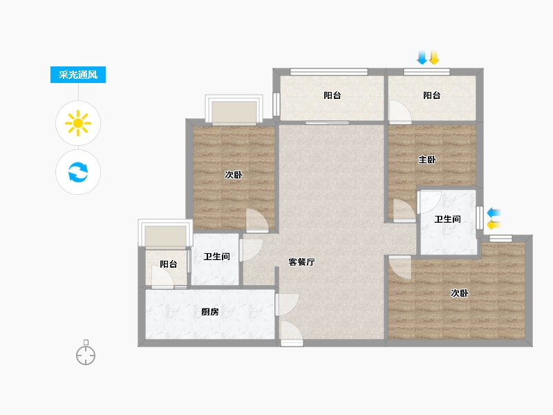 四川省-成都市-新景璟誉府新景璟歆府5号楼116m²-92.79-户型库-采光通风