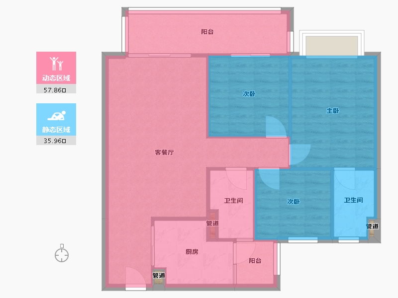 四川省-成都市-中建天府公馆1号楼112m²-85.87-户型库-动静分区