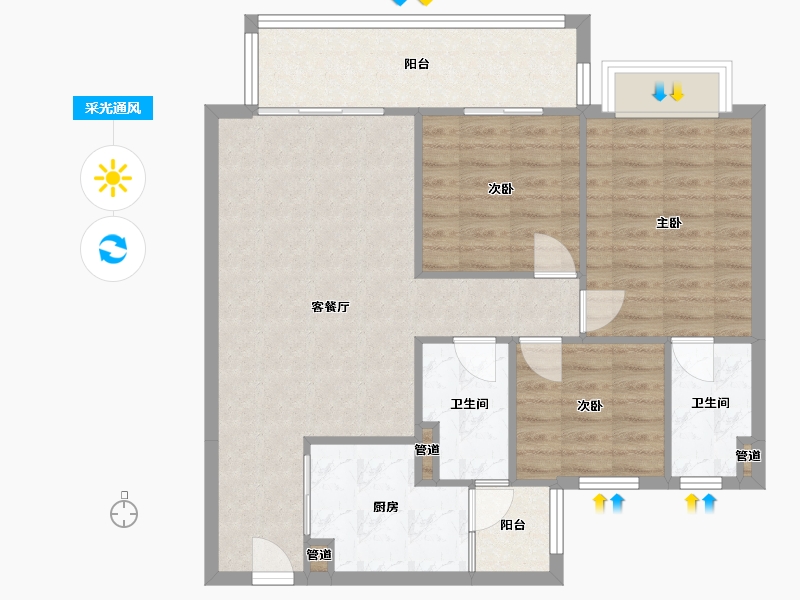 四川省-成都市-中建天府公馆1号楼112m²-85.87-户型库-采光通风