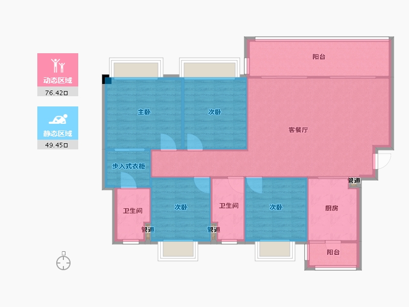 四川省-成都市-中建天府公馆3号楼,1号楼152m²-116.12-户型库-动静分区