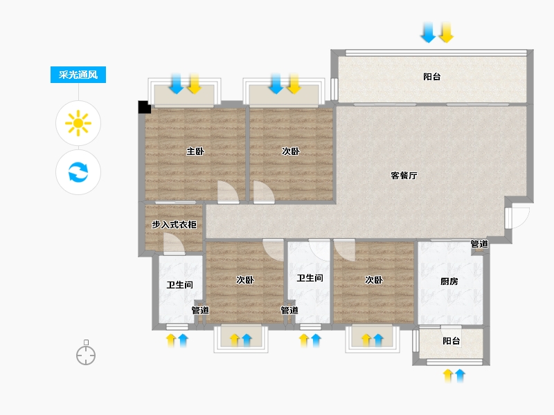 四川省-成都市-中建天府公馆3号楼,1号楼152m²-116.12-户型库-采光通风