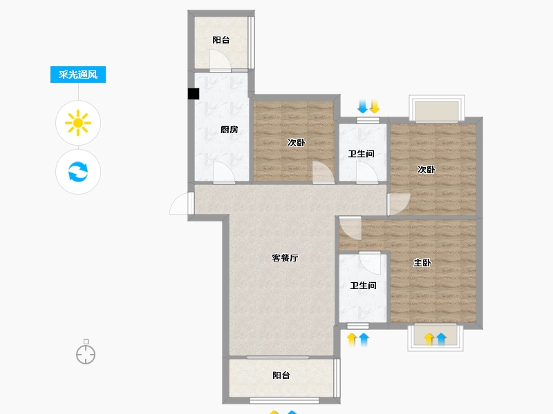 四川省-成都市-SM锦悦118m²-94.40-户型库-采光通风