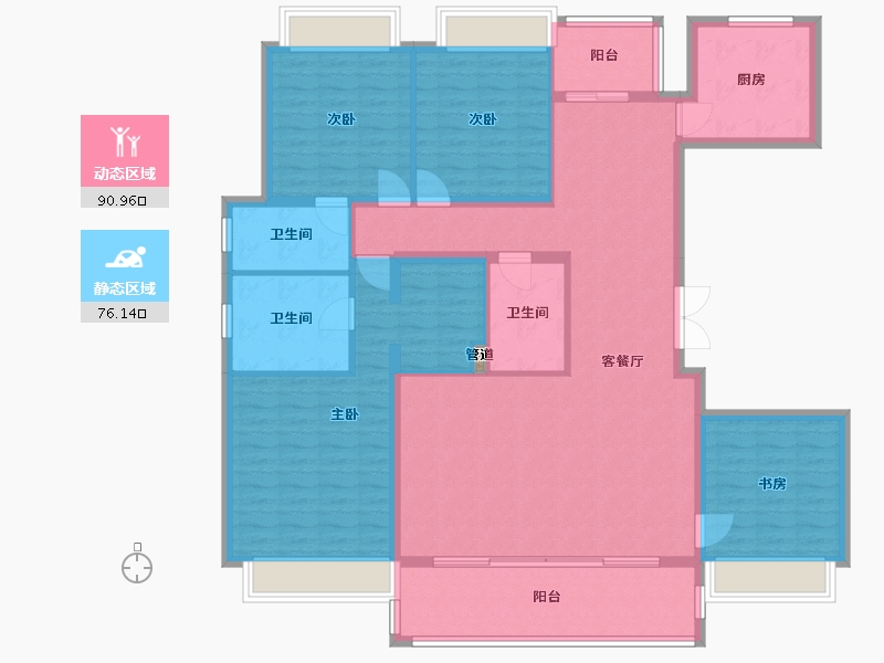 四川省-成都市-中洲锦城湖岸二期14号楼,二期15号楼190m²-151.82-户型库-动静分区