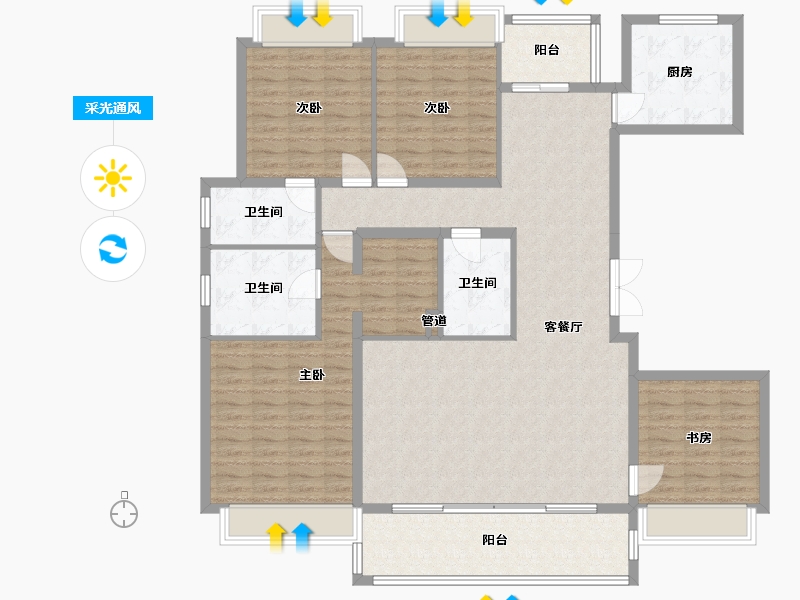 四川省-成都市-中洲锦城湖岸二期14号楼,二期15号楼190m²-151.82-户型库-采光通风