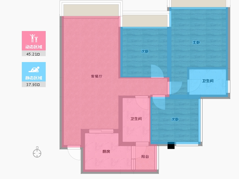 四川省-成都市-首创天禧682号楼98m²-73.55-户型库-动静分区