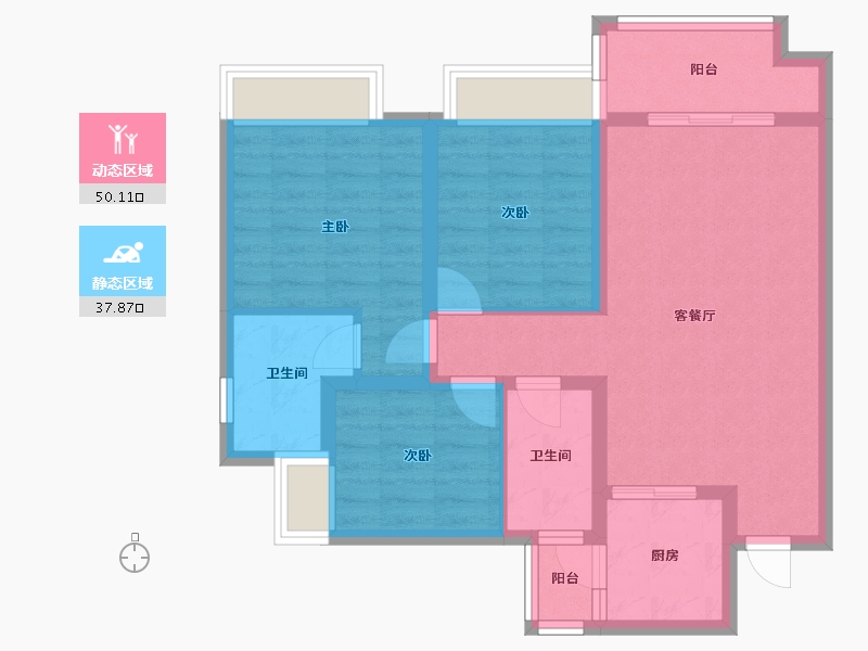 四川省-成都市-蓉府尚座105m²-77.79-户型库-动静分区