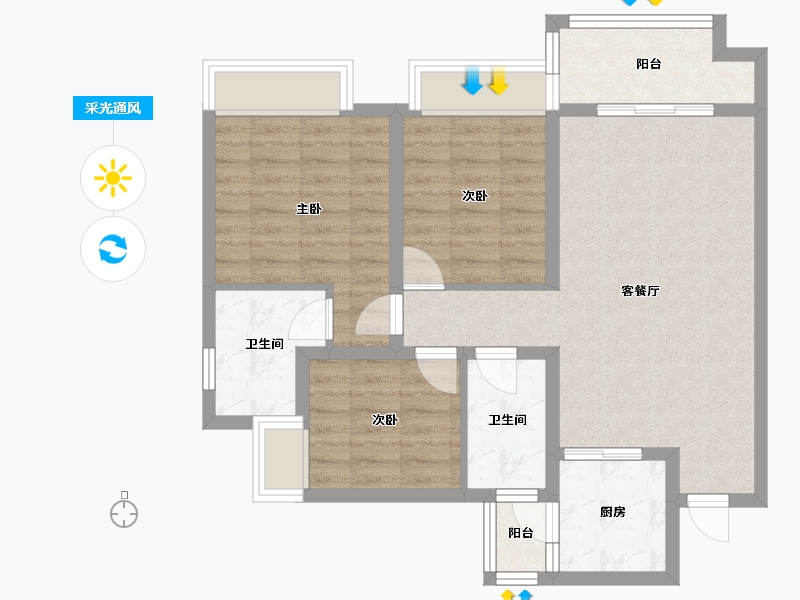 四川省-成都市-蓉府尚座105m²-77.79-户型库-采光通风