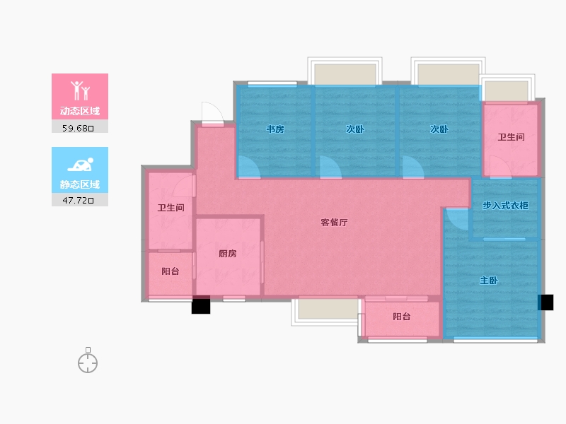 四川省-成都市-首创天禧68　2号楼127m²-97.85-户型库-动静分区