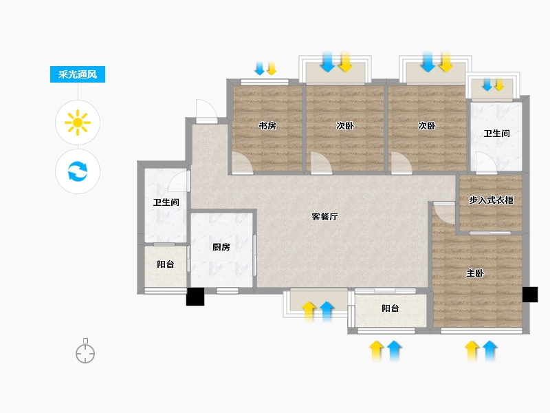 四川省-成都市-首创天禧68　2号楼127m²-97.85-户型库-采光通风