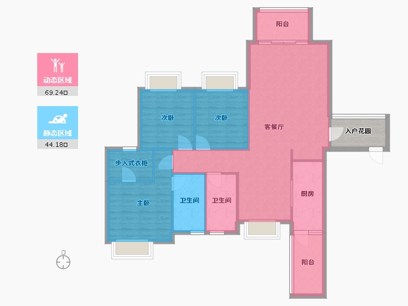 四川省-成都市-太阳公元大厦二期5号楼141m²-107.91-户型库-动静分区