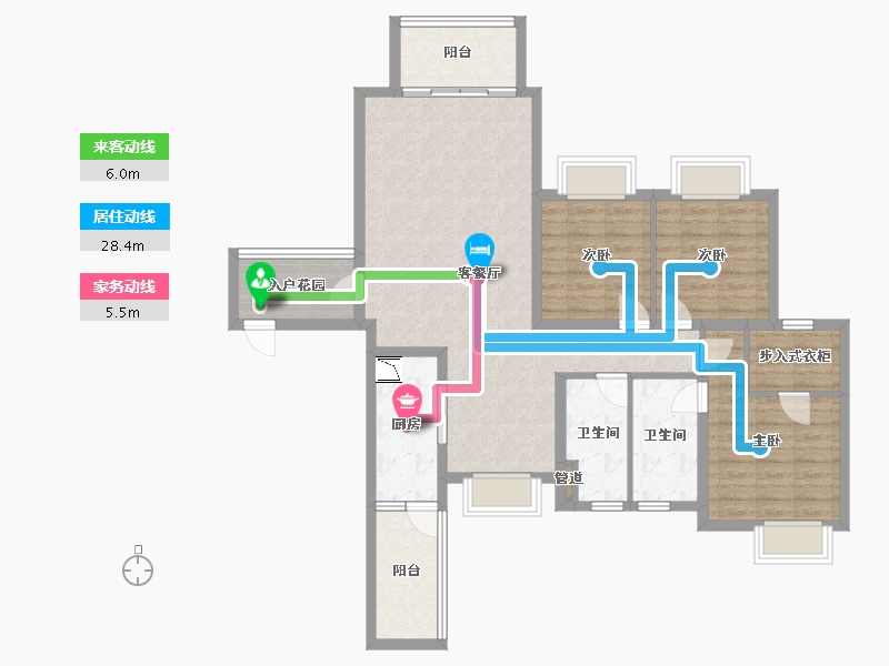 四川省-成都市-太阳公元大厦二期1号楼135m²-105.33-户型库-动静线