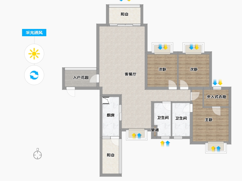 四川省-成都市-太阳公元大厦二期1号楼135m²-105.33-户型库-采光通风