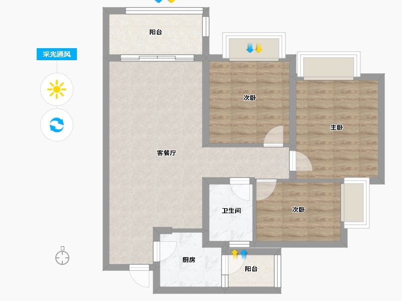 四川省-成都市-同森锦逸名邸1栋92m²-73.60-户型库-采光通风