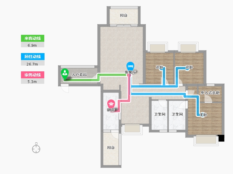 四川省-成都市-太阳公元大厦二期5号楼143m²-107.02-户型库-动静线