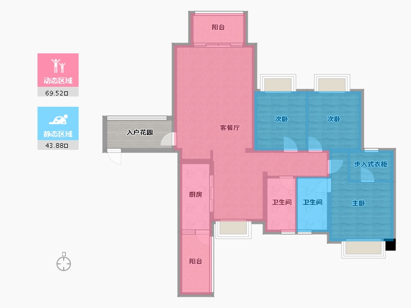 四川省-成都市-太阳公元大厦二期5号楼143m²-107.02-户型库-动静分区