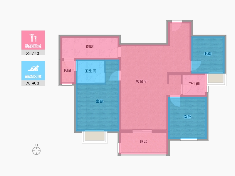 四川省-成都市-铁投紫瑞府110m²-80.93-户型库-动静分区