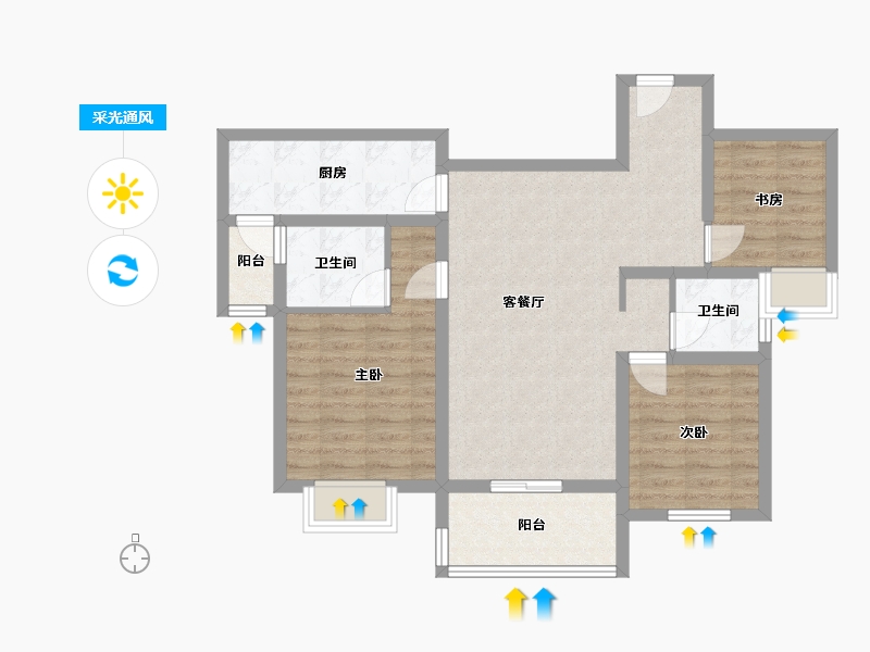 四川省-成都市-铁投紫瑞府110m²-80.93-户型库-采光通风