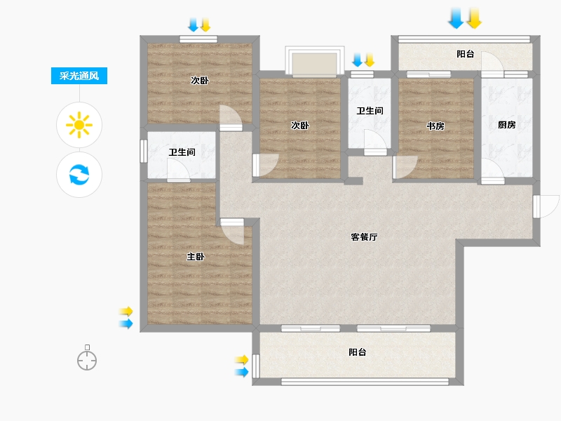 四川省-成都市-铁投紫瑞府154m²-116.16-户型库-采光通风