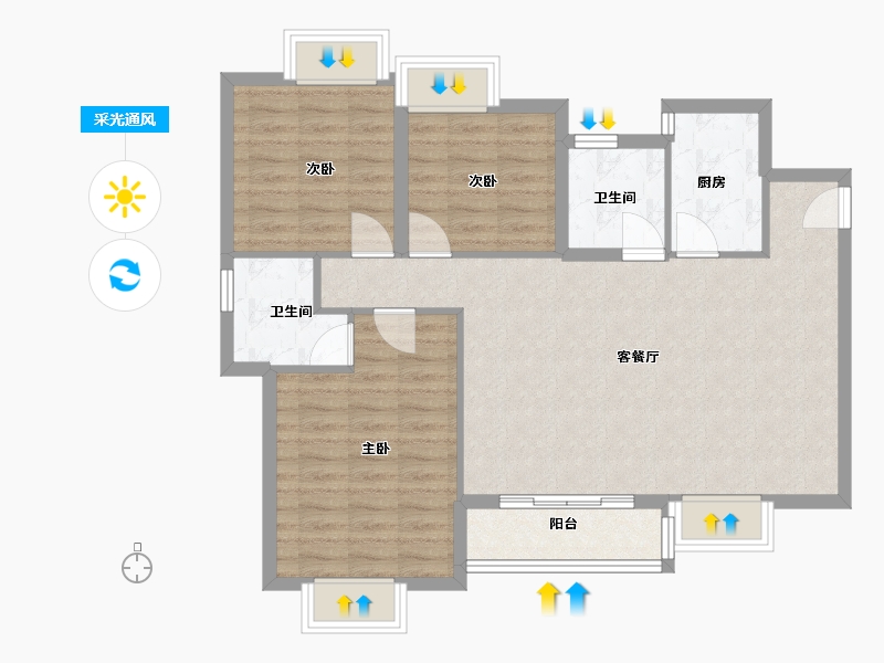 四川省-成都市-同森锦逸名邸1栋111m²-88.80-户型库-采光通风