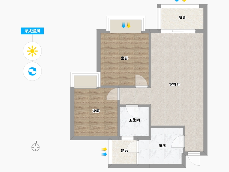 四川省-成都市-同森锦逸名邸1栋80m²-61.20-户型库-采光通风