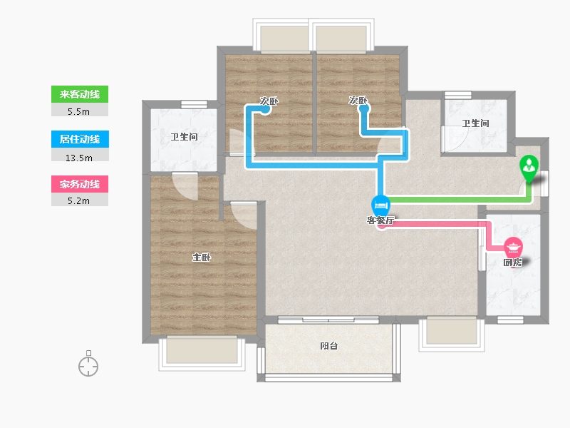 四川省-成都市-同森锦逸名邸3栋110m²-88.00-户型库-动静线