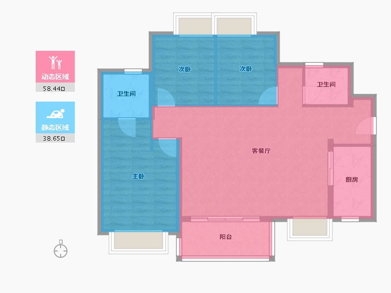 四川省-成都市-同森锦逸名邸3栋110m²-88.00-户型库-动静分区