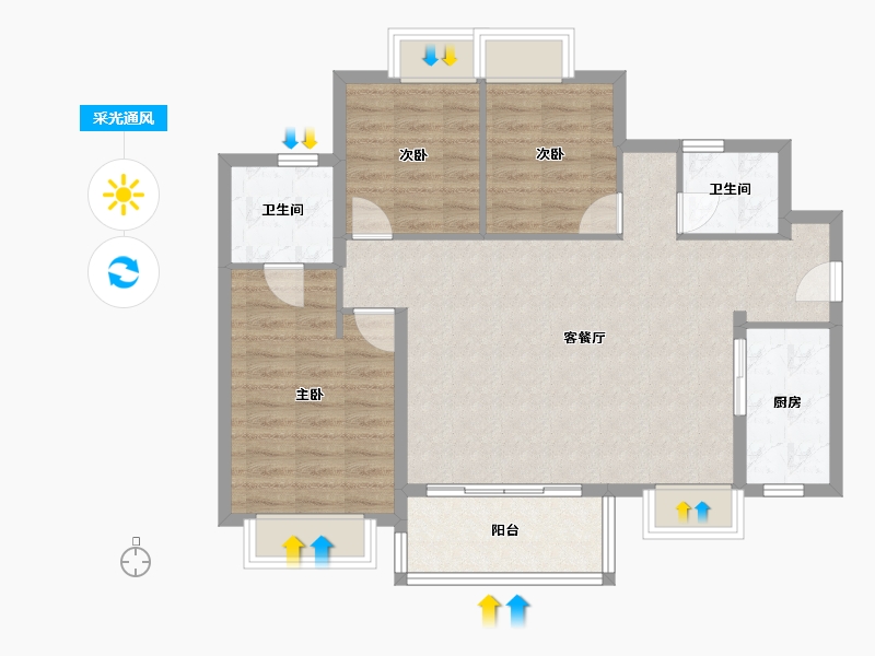 四川省-成都市-同森锦逸名邸3栋110m²-88.00-户型库-采光通风